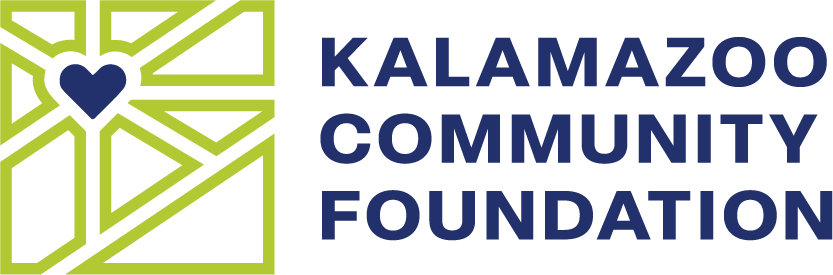 Logo features text: Kalamazoo Community Foundation, with map grid and heart graphic at left.